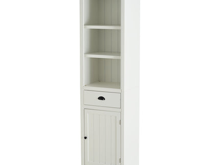 Retro Style 75'' Tall Display Shelf With Cabinet For Hallways Living Room Kitchen - White