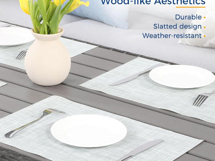 7 Piece Outdoor Dining Set With Cushions, Modular Sectional Sofa And Table