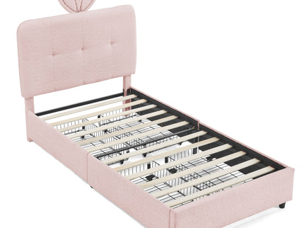 Upholstered Bed With Oversized Rabbit Ear Headboard, LED Lights & 4 Storage Drawers