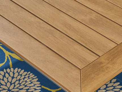 Outdoor Dining Table With Eucalyptus Wood Topped - Silver