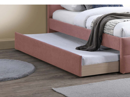 Contemporary Style Bed With Trundle Upholstered Headboard And Footboard Grid Pattern