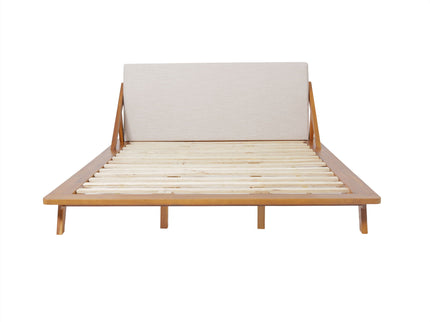 Okioki - Charleston Fabric Upholstered Acacia Wood Bed
