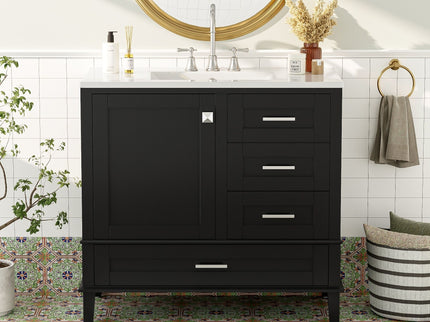 Bathroom Vanity, Modern Bathroom Cabinet With Sink Combo Set, Bathroom Storage Cabinet With A Soft Closing Door And 3 Drawers, Solid Wood Frame