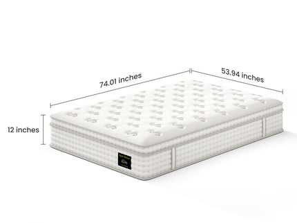 12'' Hybrid Mattress, Memory Foam & Pocket Springs For Pressure Relief