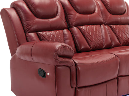 Home Theater Seating Manual Recliner Chair With Center Console And Led Light Strip For Living Room