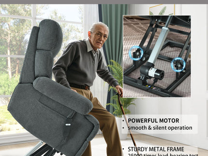 Oversized Power Lift Recliner Chai With Remote Control, Side Pocket, Spacious Seat