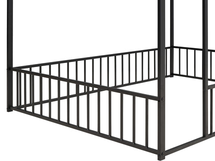 Metal Bed House Bed Frame With Fence