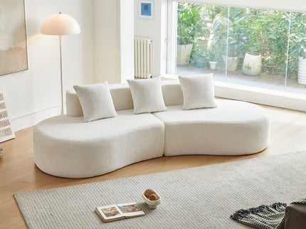 Curved Boneless Couch, Half Moon Sofa, 5 Seat Couch With High Density Foam Filled For Living Room - White