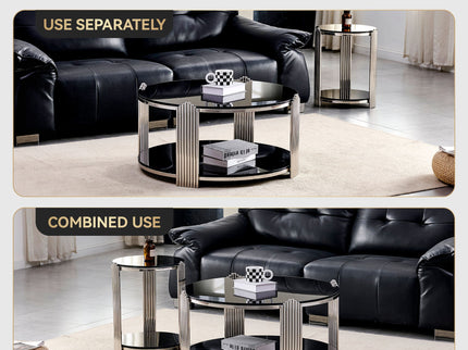 Round Table With Double Layer Storage