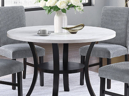 Elegant 5 Piece Dining Set Dark Chairs Top Table With Lower Shelf Kitchen Dining Room
