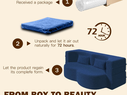 Modern Floor Sleeper Sofa Bed With 2 Pillows, Convertible Twin Size Folding Mattress For Living Room