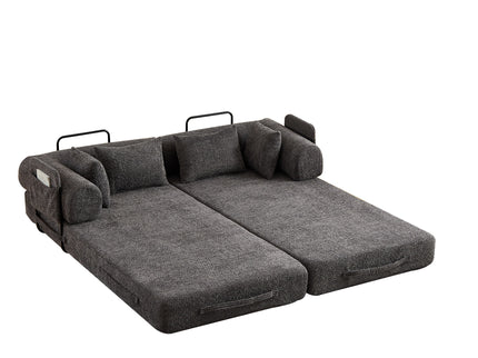 Convertible Sleeper Sofa Bed With Cylindrical Pillow