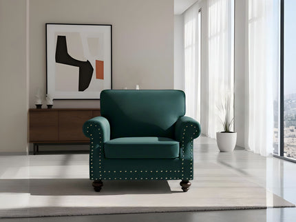Upholstered Accent Armchair With Turned Legs For Living Room
