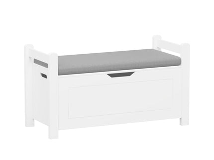 Kids Toy Box Chest Storage Cabinet With Cushion Seat Bench Flip Top Lid Safety Hinge - White