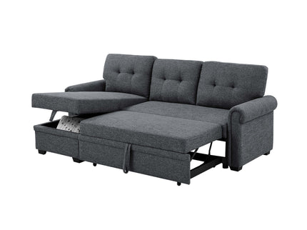 Upholstered Sleeper Sofa With Reversible Storage Chaise - Dark Gray