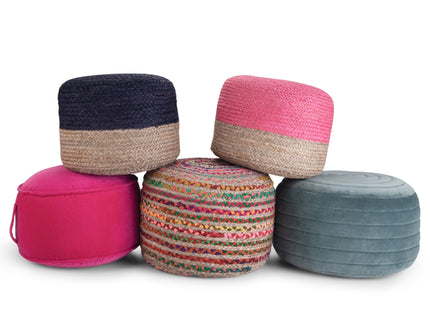 Lydia - Handcrafted Round Pouf