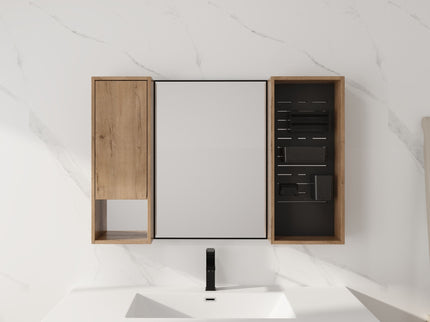 41.3" Wall Mounted Cabinet With Storage, Medicine Cabinet With Door And Adjustable Shelves - Imitative Oak