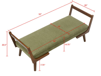 Mid-Century Bench With Wood Legs