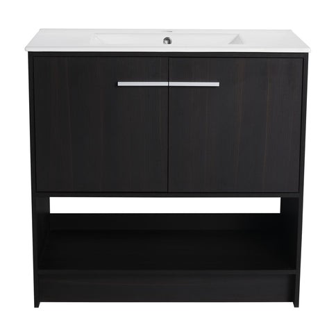 Modern Bathroom Vanity With Ceramic Sink, Freestanding Cabinet, Soft Closing Doors