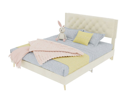 Upholstered Bed With Tufted Headboard