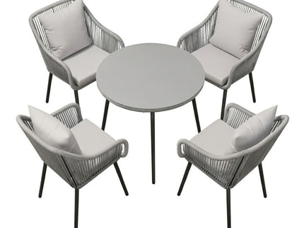 5 Piece Twisted Rattan Patio Dining Set With Table