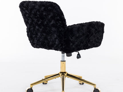 Office Chair, Artificial Rabbit Hair Home Office Chair With Metal Base, Adjustable Desk Chair Swivel Office Chair, Vanity Chair