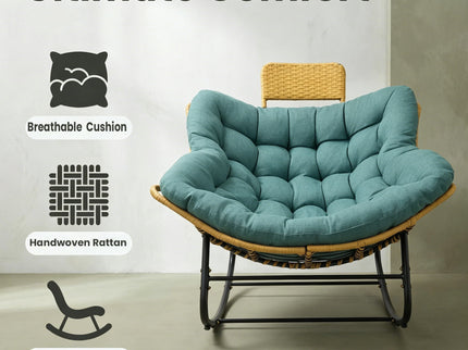 Oversized Papasan Rocking Chair Outdoor With Thick Cushion