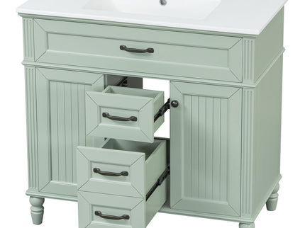 Bathroom Vanity With Sink, Flip-Out Top Drawer, Soft Close Doors, 2 Storage Drawers