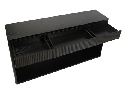 Fluted Console Table With 3 Drawers, Long Sofa Table Behind Couch For Living Room - Black
