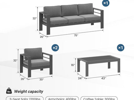 Outdoor Patio Set All-Weather With Thick Cushions