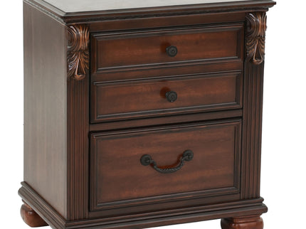 3 Piece Bedroom Set, Traditional Bed With 2 Nightstands