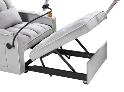 Convertible Sleeper Chair Sofa Bed Adjustable Pull Out Sleeper Chair Bed Multi-Pockets Folding Sofa Bed For Living Room Bedroom Small Space, 3 In 1 Sofa Bed