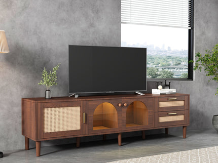 TV Stand With App-Controlled LED Lights, 2 Drawers & Door Storage