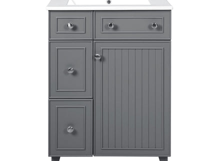 Transitional Style Bathroom Vanity Cabinet With Ceramic Sink