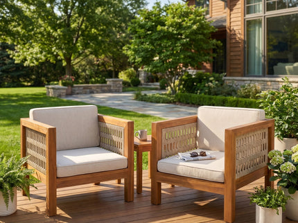 Outdoor Club Chair & Rope Arm And Cushions