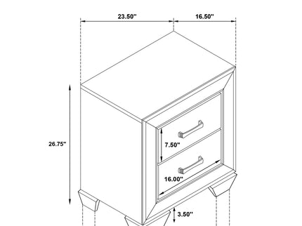 Tomasina - 2 Drawer Rectangular Nightstand - Taupe