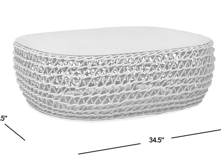 Willow - Oval Woven Patio Coffee Table, Wicker Frame
