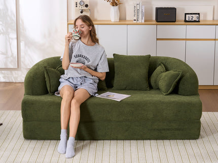 Foldable Sofa Bed, Boneless Couch Convertible Sleeper With 4 Pillows