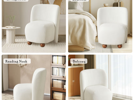 Modern Low Back Accent Upholstered Armless Living Room Chairs, Round Feet