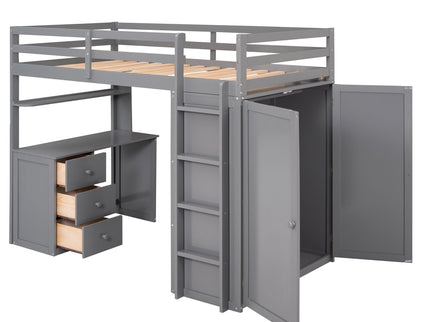 Loft Bed With Drawers, Desk, And Wardrobe