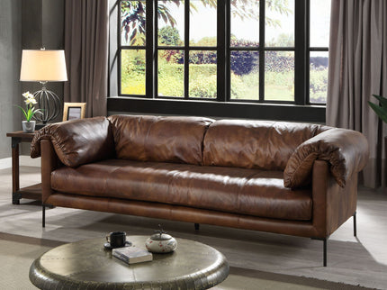 Jaron - Top Grain Leather Sofa - Mocha