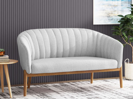 Mid Century Modern Loveseat With Channel Stitched Backrest
