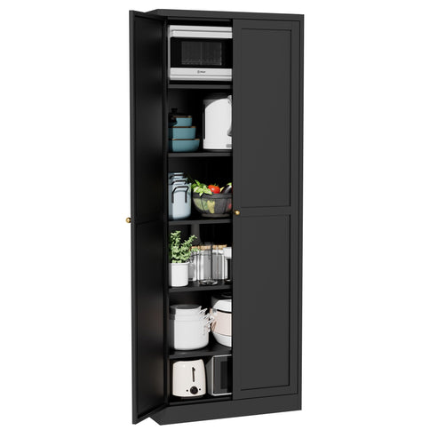 Kitchen Pantry Cabinet With 4 Adjustable Shelves, Heavy Duty Freestanding Organizer