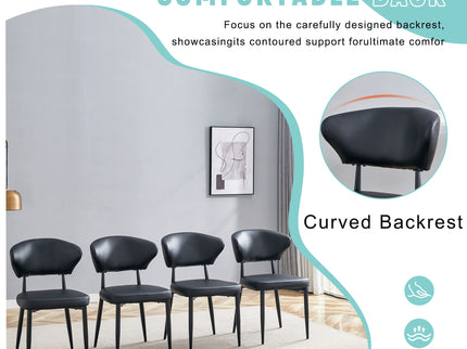 Minimalist Ergonomic Dining Chair With Curved Backres (Set of 4)