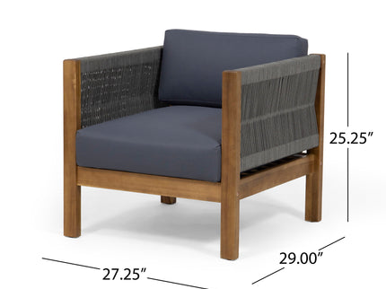 Outdoor Club Chair With Rattan Rope Wave - Dark Gray