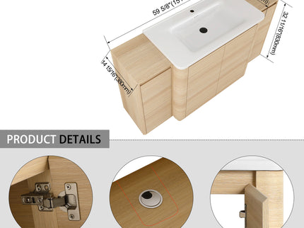 Freestanding Bathroom Vanity With Sink, 2 Small Storage Cabinets, Soft Close Doors