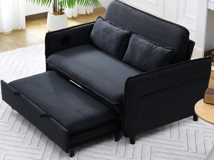 Modern Fabric Multi-Functional Sofa Bed With Adjustable Armrests And Backrests