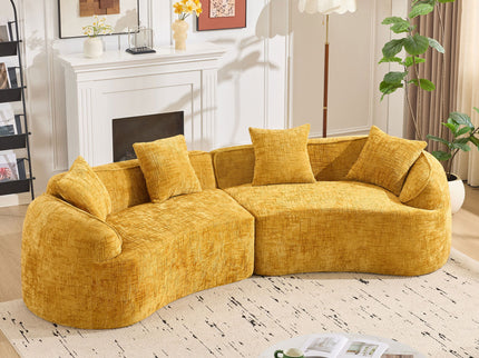 Curved Compressed Sofa, Nordic-Style Design For Living Room