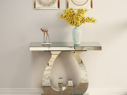 Double C - Base Rectangular Sofa Table For Living Room - Silver