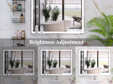 LED Bathroom Vanity Mirror Wall Mounted Adjustable / Warm / Natural Lights Anti-Fog Touch Switch With Memory Modern Smart Large Bathroom Mirrors